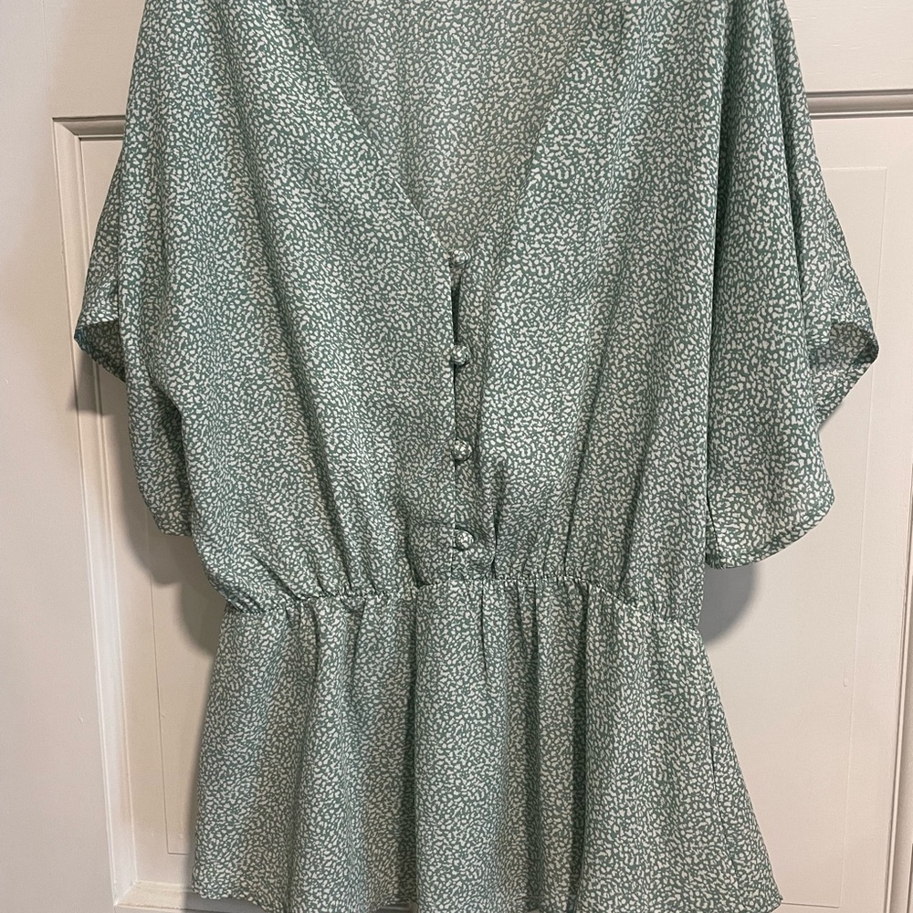Sienna Sky Green Button-Down Blouse